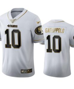 San Francisco 49ers #10 Jimmy Garoppolo Men's Nike White Golden Edition Vapor Limited NFL 100 Jersey