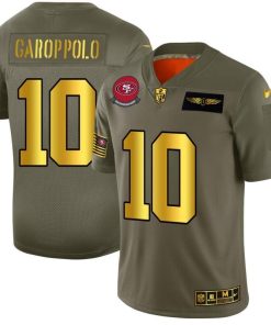 San Francisco 49ers #10 Jimmy Garoppolo NFL Men's Nike Olive Gold 2019 Salute To Service Limited Jersey