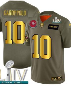 San Francisco 49ers #10 Jimmy Garoppolo NFL Men's Nike Olive Gold Super Bowl LIV 2020 2019 Salute To Service Limited Jersey