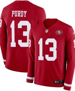 San Francisco 49ers #13 Brock Purdy Red Team Color Men's Stitched NFL Limited Therma Long Sleeve Jersey