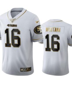 San Francisco 49ers #16 Joe Montana Men's Nike White Golden Edition Vapor Limited NFL 100 Jersey
