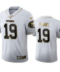 San Francisco 49ers #19 Deebo Samuel Men's Nike White Golden Edition Vapor Limited NFL 100 Jersey