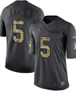 San Francisco 49ers #5 Trey Lance Black Men's Stitched NFL Limited 2016 Salute To Service Jersey