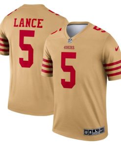 San Francisco 49ers #5 Trey Lance Nike Men's Gold Inverted Legend Jersey