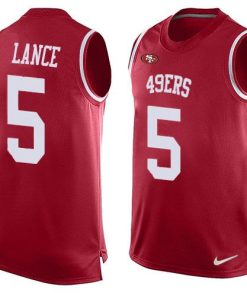 San Francisco 49ers #5 Trey Lance Red Team Color Men's Stitched NFL Limited Tank Top Jersey