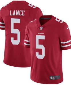 San Francisco 49ers #5 Trey Lance Red Team Color Men's Stitched NFL Vapor Untouchable Limited Jersey