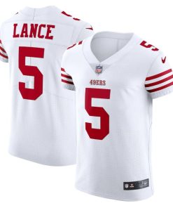 San Francisco 49ers #5 Trey Lance White Nike Men's 2022-23 Authentic Stitched NFL Vapor Untouchable Elite Jersey