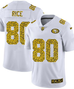 San Francisco 49ers #80 Jerry Rice Men's Nike Flocked Leopard Print Vapor Limited NFL Jersey White