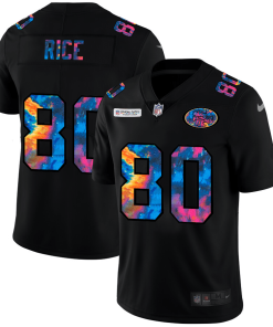 San Francisco 49ers #80 Jerry Rice Men's Nike Multi-Color Black 2020 NFL Crucial Catch Vapor Untouchable Limited Jersey