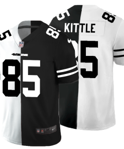 San Francisco 49ers #85 George Kittle Men's Black V White Peace Split Nike Vapor Untouchable Limited NFL Jersey