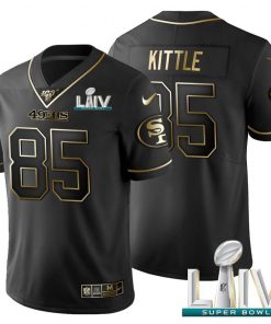 San Francisco 49ers #85 George Kittle Men's Nike Black Golden Super Bowl LIV 2020 Limited NFL 100 Jersey