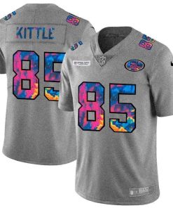 San Francisco 49ers #85 George Kittle Men's Nike Multi-Color 2020 NFL Crucial Catch NFL Jersey Greyheather