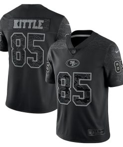 San Francisco 49ers #85 George Kittle Black Men's Nike NFL Black Reflective Limited Jersey