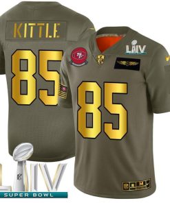 San Francisco 49ers #85 George Kittle NFL Men's Nike Olive Gold Super Bowl LIV 2020 2019 Salute To Service Limited Jersey