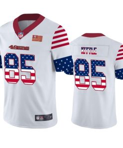San Francisco 49ers #85 George Kittle White Men's Nike Team Logo USA Flag Vapor Untouchable Limited NFL Jersey