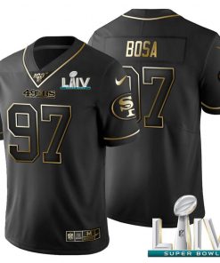 San Francisco 49ers #97 Nick Bosa Men's Nike Black Golden Super Bowl LIV 2020 Limited NFL 100 Jersey