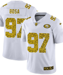 San Francisco 49ers #97 Nick Bosa Men's Nike Flocked Leopard Print Vapor Limited NFL Jersey White