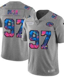 San Francisco 49ers #97 Nick Bosa Men's Nike Multi-Color 2020 NFL Crucial Catch NFL Jersey Greyheather
