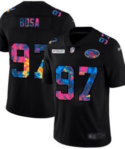 San Francisco 49ers #97 Nick Bosa Men's Nike Multi-Color Black 2020 NFL Crucial Catch Vapor Untouchable Limited Jersey