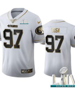 San Francisco 49ers #97 Nick Bosa Men's Nike White Golden Super Bowl LIV 2020 Edition Vapor Limited NFL 100 Jersey