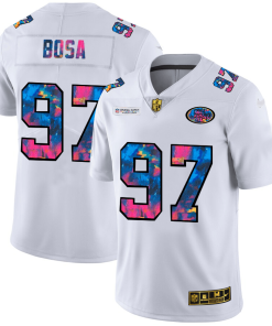San Francisco 49ers #97 Nick Bosa Men's White Nike Multi-Color 2020 NFL Crucial Catch Limited NFL Jersey