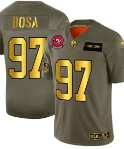 San Francisco 49ers #97 Nick Bosa NFL Men's Nike Olive Gold 2019 Salute To Service Limited Jersey