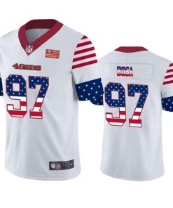 San Francisco 49ers #97 Nick Bosa White Men's Nike Team Logo USA Flag Vapor Untouchable Limited NFL Jersey