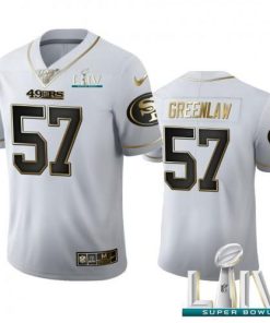 San Francisco San Francisco 49ers #57 Dre Greenlaw Men's Nike White Golden Super Bowl LIV 2020 Edition Vapor Limited NFL 100 Jersey Men's