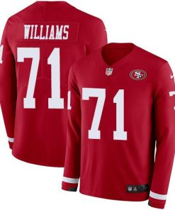 San Francisco San Francisco 49ers #71 Trent Williams Red Team Color Men's Stitched NFL Limited Therma Long Sleeve Jersey Men's