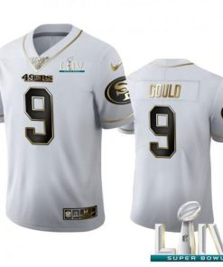 San Francisco San Francisco 49ers #9 Robbie Gould Men's Nike White Golden Super Bowl LIV 2020 Edition Vapor Limited NFL 100 Jersey Men's