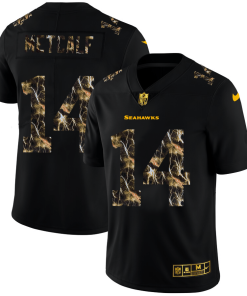 Seattle Seahawks #14 DK Metcalf Men's Black Nike Flocked Lightning Vapor Limited NFL Jersey
