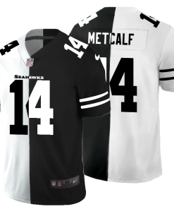 Seattle Seahawks #14 DK Metcalf Men's Black V White Peace Split Nike Vapor Untouchable Limited NFL Jersey