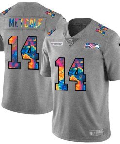 Seattle Seahawks #14 DK Metcalf Men's Nike Multi-Color 2020 NFL Crucial Catch NFL Jersey Greyheather