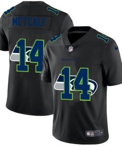 Seattle Seahawks #14 DK Metcalf Men's Nike Team Logo Dual Overlap Limited NFL Jersey Black