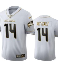 Seattle Seahawks #14 DK Metcalf Men's Nike White Golden Edition Vapor Limited NFL 100 Jersey