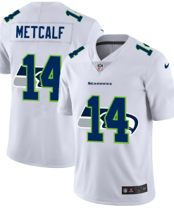 Seattle Seahawks #14 DK Metcalf White Men's Nike Team Logo Dual Overlap Limited NFL Jersey