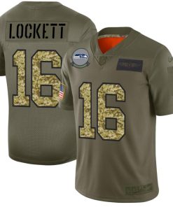 Seattle Seahawks #16 Tyler Lockett Men's Nike 2019 Olive Camo Salute To Service Limited NFL Jersey