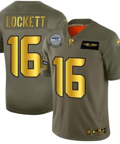Seattle Seahawks #16 Tyler Lockett NFL Men's Nike Olive Gold 2019 Salute To Service Limited Jersey