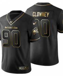 Seattle Seattle Seahawks #90 Jadeveon Clowney Men's Nike Black Golden Limited NFL 100 Jersey Men's