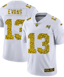 Tampa Bay Buccaneers #13 Mike Evans Men's Nike Flocked Leopard Print Vapor Limited NFL Jersey White