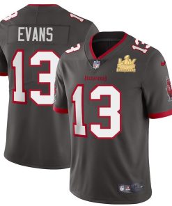 Tampa Bay Buccaneers #13 Mike Evans Men's Super Bowl LV Champions Patch Nike Pewter Alternate Vapor Limited Jersey