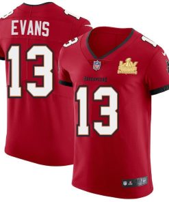 Tampa Bay Buccaneers #13 Mike Evans Men's Super Bowl LV Champions Patch Nike Red Vapor Elite Jersey