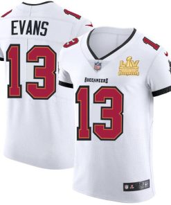 Tampa Bay Buccaneers #13 Mike Evans Men's Super Bowl LV Champions Patch Nike White Vapor Elite Jersey