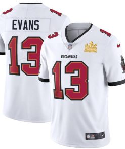 Tampa Bay Buccaneers #13 Mike Evans Men's Super Bowl LV Champions Patch Nike White Vapor Limited Jersey