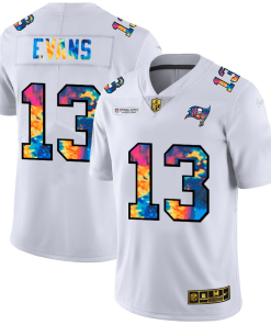 Tampa Bay Buccaneers #13 Mike Evans Men's White Nike Multi-Color 2020 NFL Crucial Catch Limited NFL Jersey