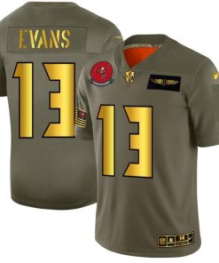 Tampa Bay Buccaneers #13 Mike Evans NFL Men's Nike Olive Gold 2019 Salute To Service Limited Jersey