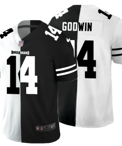 Tampa Bay Buccaneers #14 Chris Godwin Men's Black V White Peace Split Nike Vapor Untouchable Limited NFL Jersey