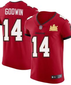 Tampa Bay Buccaneers #14 Chris Godwin Men's Super Bowl LV Champions Patch Nike Red Vapor Elite Jersey