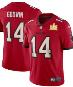 Tampa Bay Buccaneers #14 Chris Godwin Men's Super Bowl LV Champions Patch Nike Red Vapor Limited Jersey