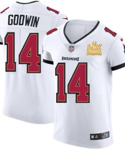 Tampa Bay Buccaneers #14 Chris Godwin Men's Super Bowl LV Champions Patch Nike White Vapor Elite Jersey